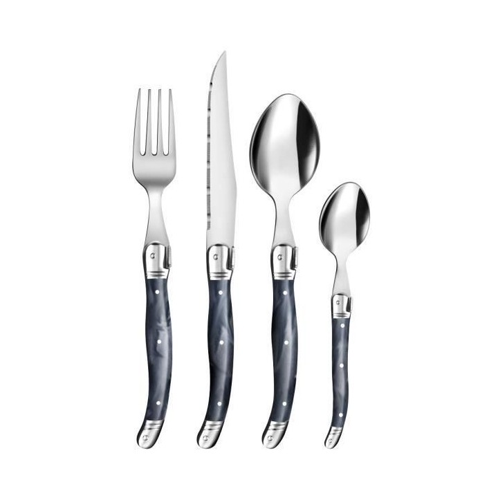 LAGUIOLE Ménagere 24 pieces gris bleu marbré