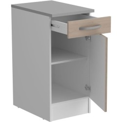 OSLO Meuble Bas 1 porte + 1 tiroir + plan - Décor Chene Jackson - L 40 x P 60 x H 86 cm