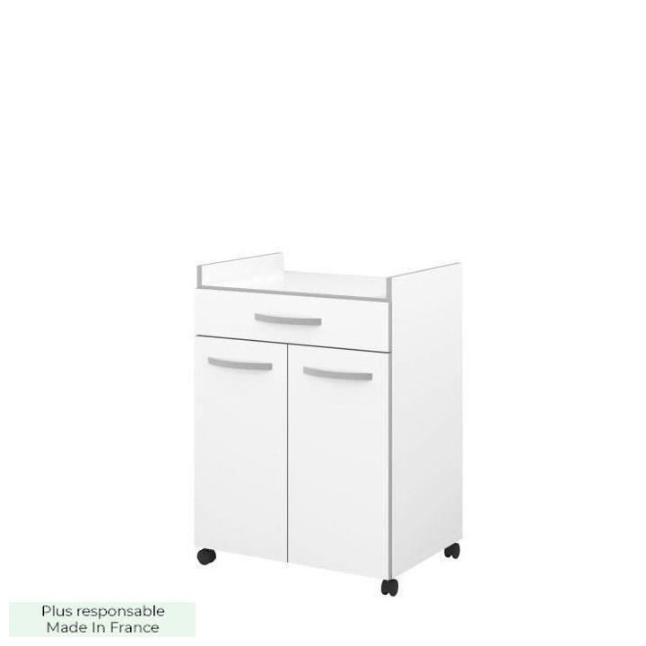 EKIPA Desserte de cuisine L 60cm - Blanc mat - READY