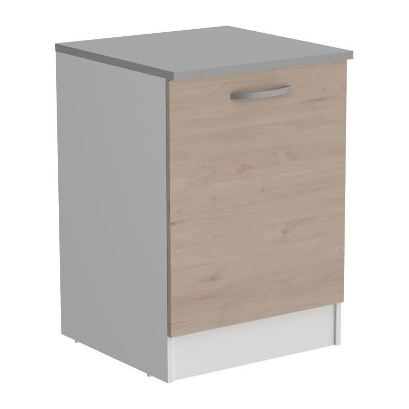 OSLO Meuble Bas 1 porte + plan - Décor Chene Jackson - L 60 x P 60 x H 86 cm