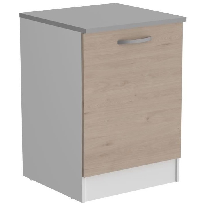 OSLO Meuble Bas 1 porte + plan - Décor Chene Jackson - L 60 x P 60 x