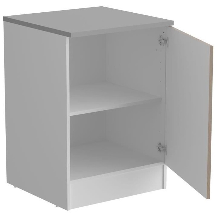 OSLO Meuble Bas 1 porte + plan - Décor Chene Jackson - L 60 x P 60 x