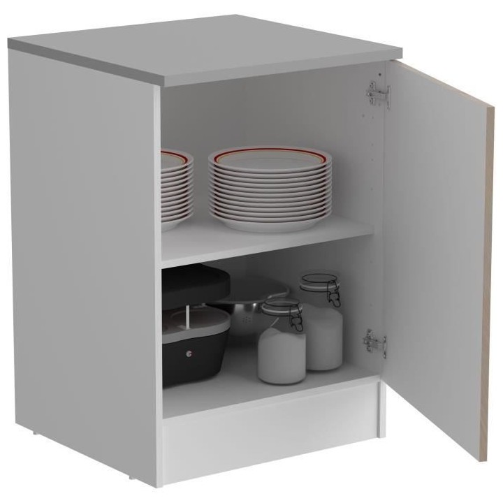 OSLO Meuble Bas 1 porte + plan - Décor Chene Jackson - L 60 x P 60 x