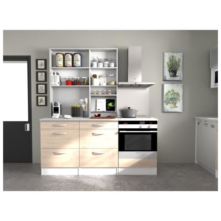 OSLO Meuble Bas 3 tiroirs + plan - Décor Chene Jackson - L 60 x P 60