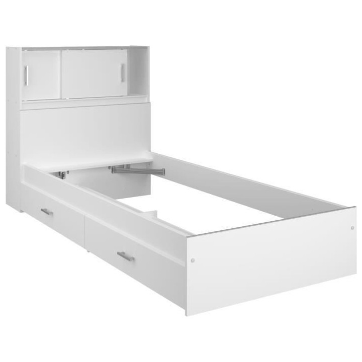 Lit junior SCOOP 90x200 cm - 2 tiroirs - Adaptable en 190 cm - Décor