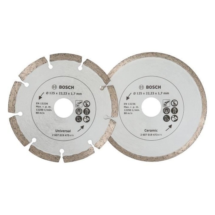BOSCH 2 disques diamants 125mm matériaux