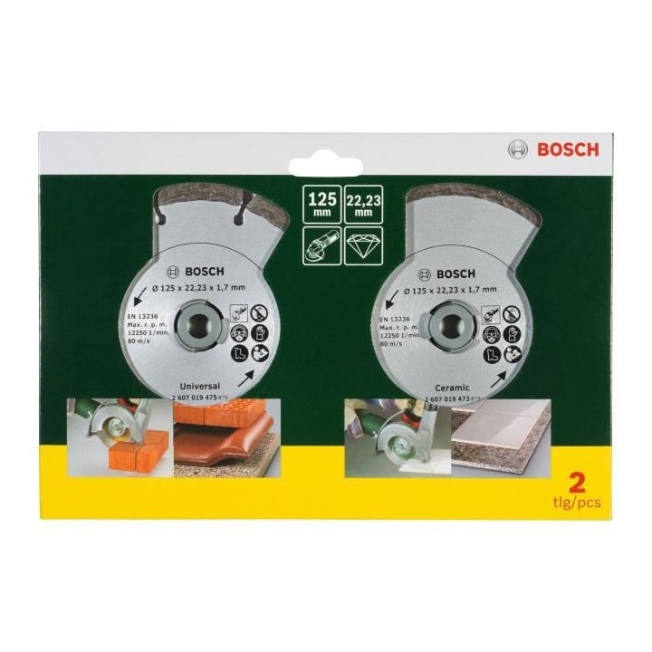 BOSCH 2 disques diamants 125mm matériaux