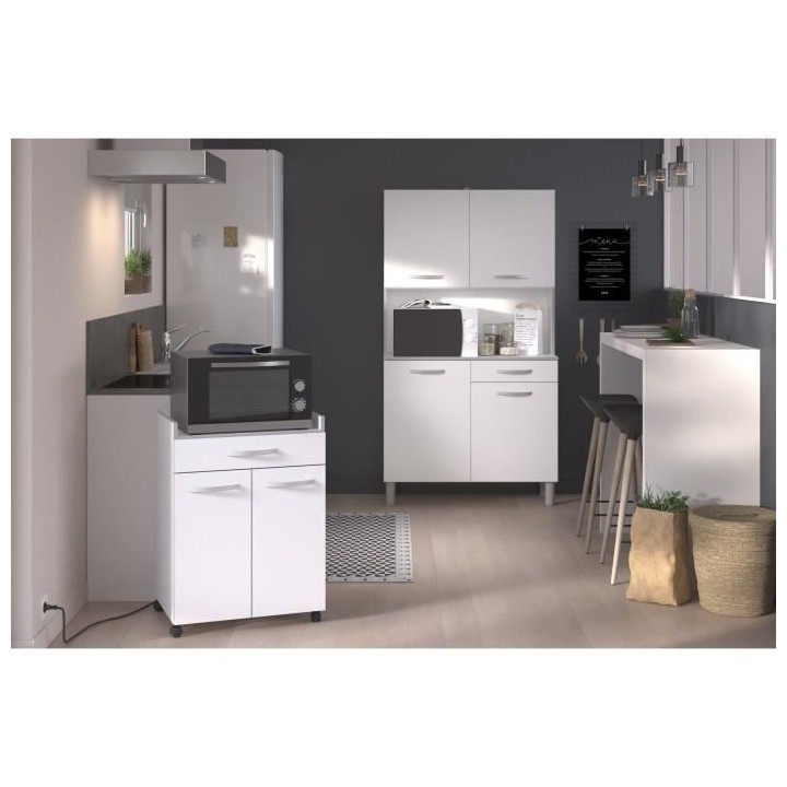 EKIPA Desserte de cuisine L 60cm - Blanc mat - READY