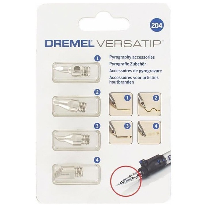 Set de 4 embouts de pyrogravure DREMEL 204 (Pour fer a souder a gaz Dr