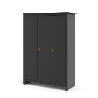 TVILUM Armoire 3 portes - Gris - L 126 x P 50,9 x H 180,3 cm - LEXINTO