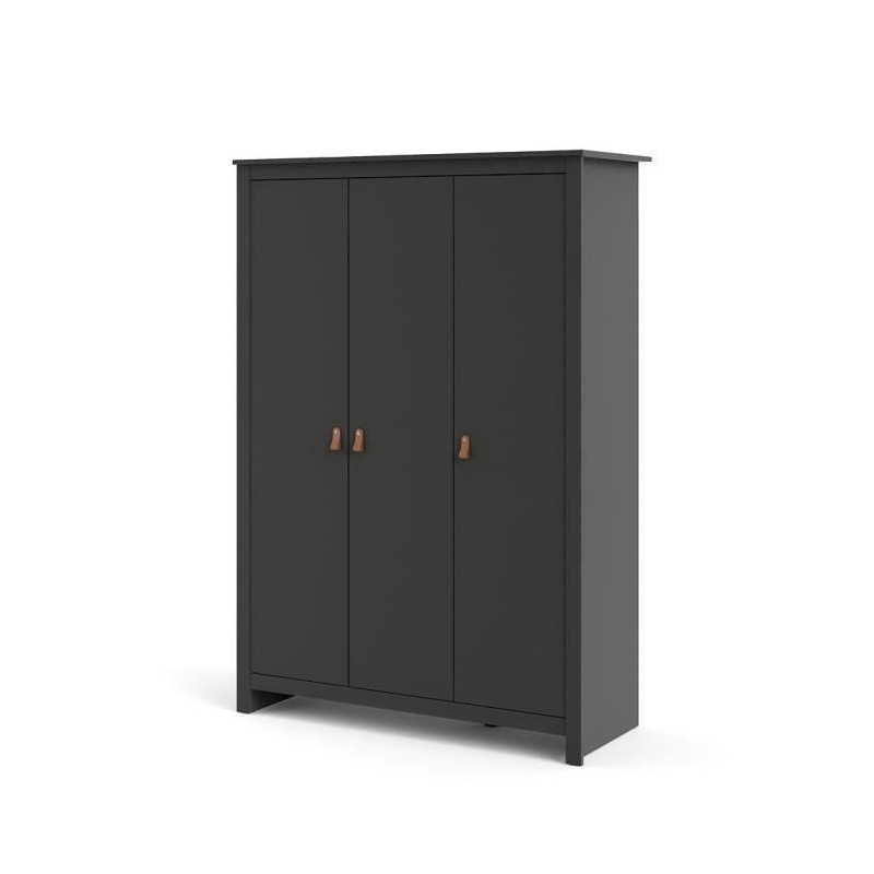 TVILUM Armoire 3 portes - Gris - L 126 x P 50,9 x H 180,3 cm - LEXINTON