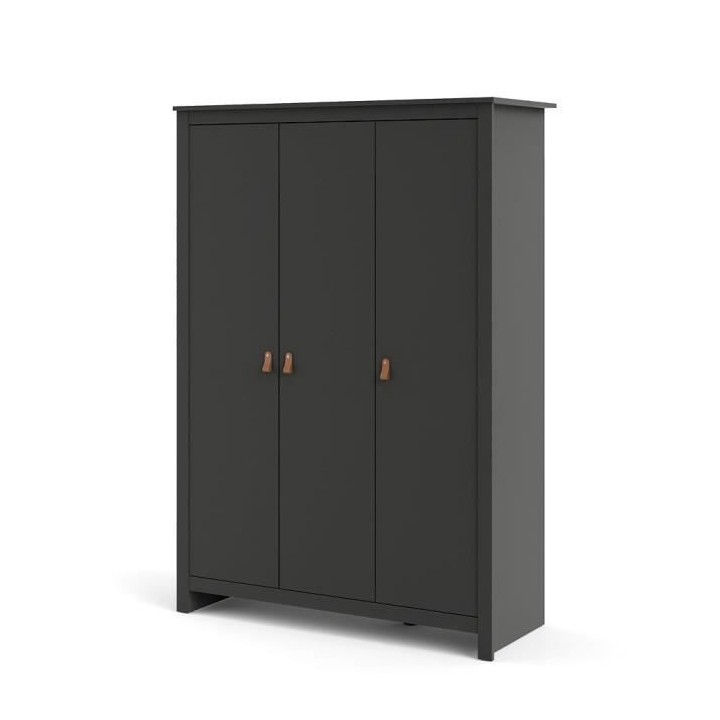 TVILUM Armoire 3 portes - Gris - L 126 x P 50,9 x H 180,3 cm - LEXINTO