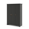 TVILUM Armoire 3 portes - Gris - L 126 x P 50,9 x H 180,3 cm - LEXINTON