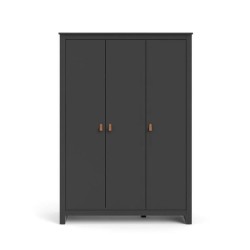 TVILUM Armoire 3 portes - Gris - L 126 x P 50,9 x H 180,3 cm - LEXINTON