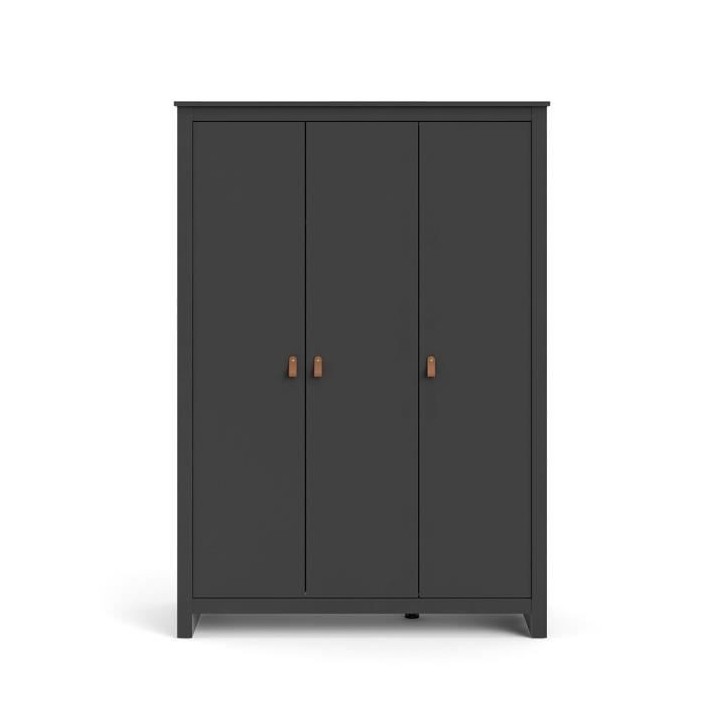 TVILUM Armoire 3 portes - Gris - L 126 x P 50,9 x H 180,3 cm - LEXINTO