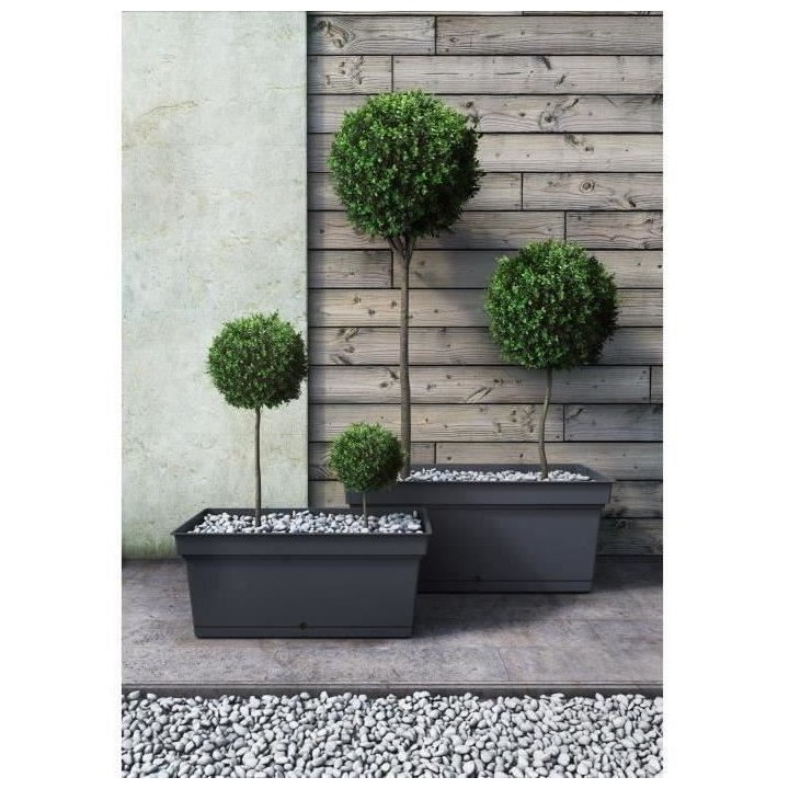 TERAPLAST Jardiniere plastique AQUA Anthracite - Rectangulaire - Longu