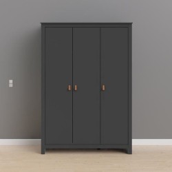 TVILUM Armoire 3 portes - Gris - L 126 x P 50,9 x H 180,3 cm - LEXINTON