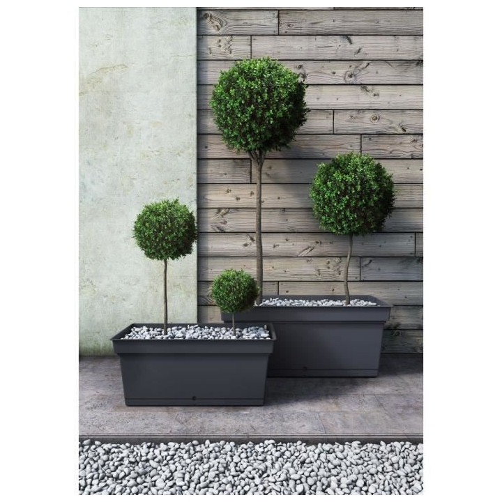 TERAPLAST Jardiniere plastique AQUA Anthracite - Rectangulaire - Large