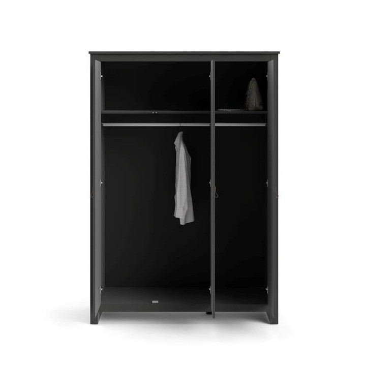 TVILUM Armoire 3 portes - Gris - L 126 x P 50,9 x H 180,3 cm - LEXINTO