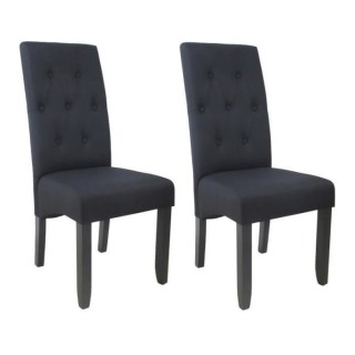 CUBA Lot de 2 chaises de salle a manger - Tissu noir - Style contempor