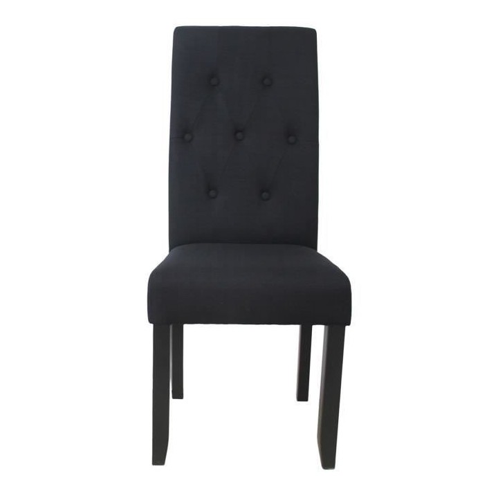 CUBA Lot de 2 chaises de salle a manger - Tissu noir - Style contempor