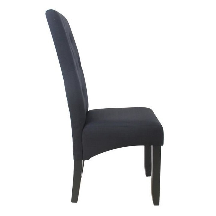 CUBA Lot de 2 chaises de salle a manger - Tissu noir - Style contempor