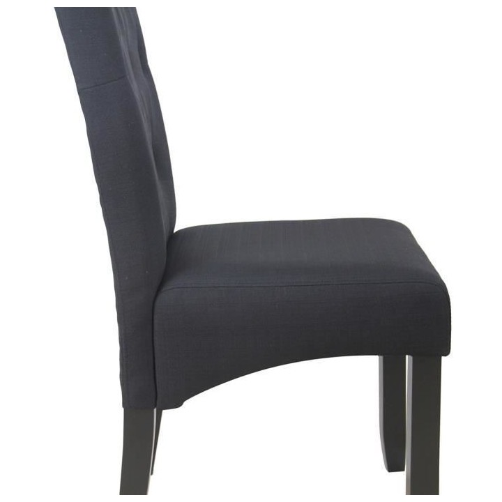 CUBA Lot de 2 chaises de salle a manger - Tissu noir - Style contempor