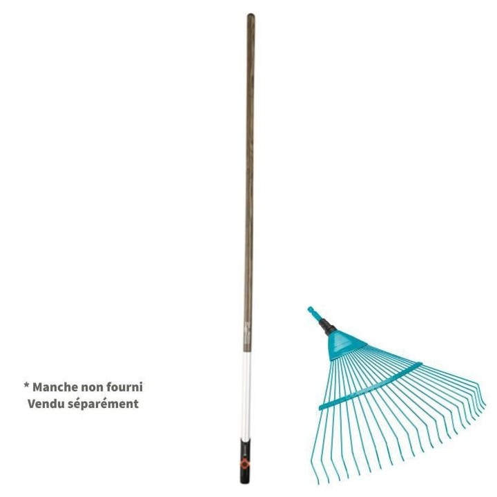 GARDENA Râteau a gazon 50cm Combisystem - Fil de fer solide - 22 dent