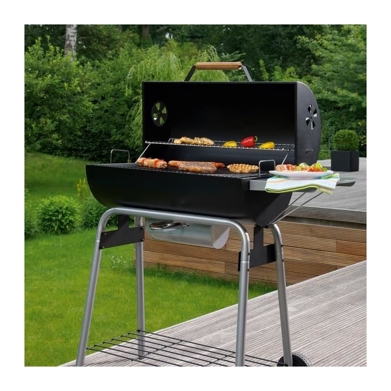 Barbecue a charbon LANDMANN - Black Taurus 660 - Grille en acier émaillé - Surface de cuisson : 66 x 36 cm - Noir