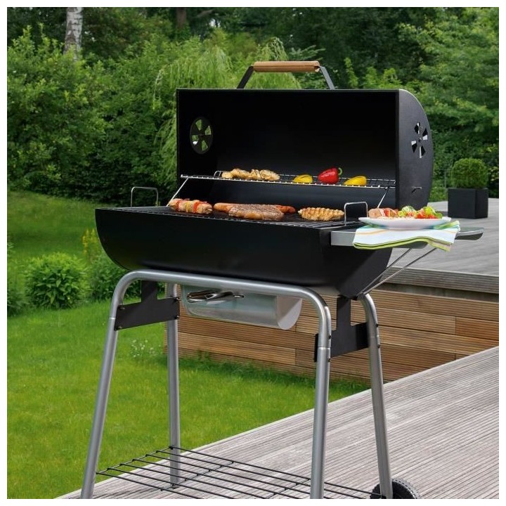 Barbecue a charbon LANDMANN - Black Taurus 660 - Grille en acier émai