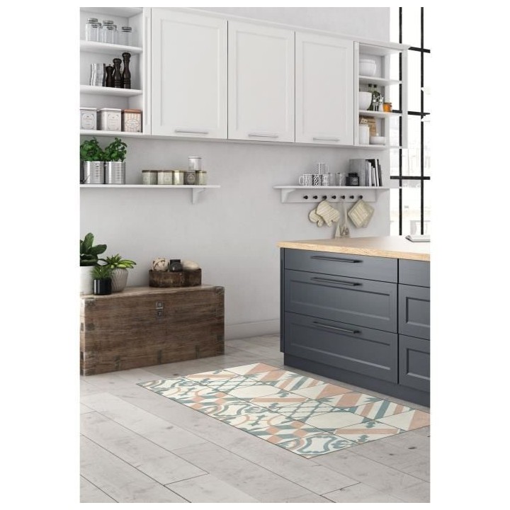 Tapis VIF 55472 - Beige, bleu et vert - 100 % vinyle 1,5 mm - 49,5x112