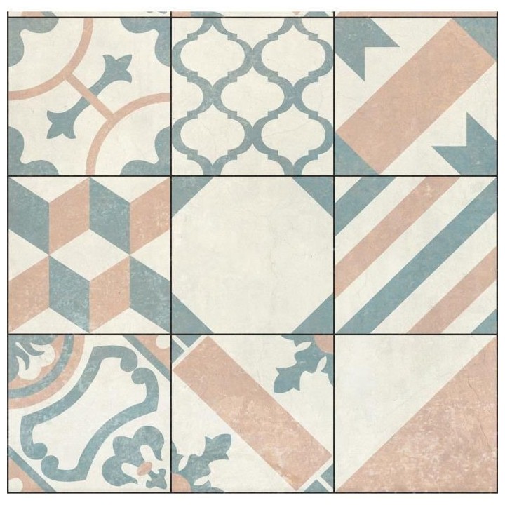 Tapis VIF 55472 - Beige, bleu et vert - 100 % vinyle 1,5 mm - 49,5x112