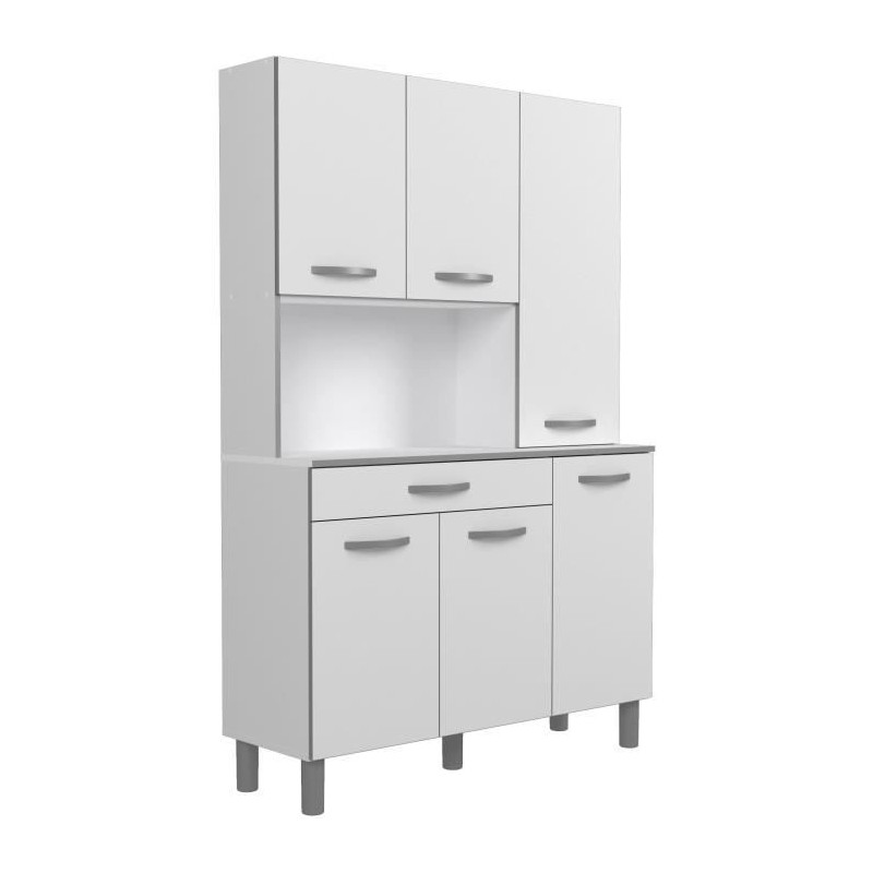 OSLO Buffet de 120 cm - 1 Tiroir et 6 Portes - L 120 x P 40 x H 185 cm - Coloris Blanc