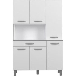 OSLO Buffet de 120 cm - 1 Tiroir et 6 Portes - L 120 x P 40 x H 185 cm - Coloris Blanc