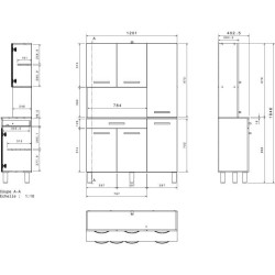 OSLO Buffet de 120 cm - 1 Tiroir et 6 Portes - L 120 x P 40 x H 185 cm - Coloris Blanc