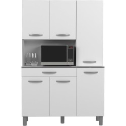 OSLO Buffet de 120 cm - 1 Tiroir et 6 Portes - L 120 x P 40 x H 185 cm - Coloris Blanc