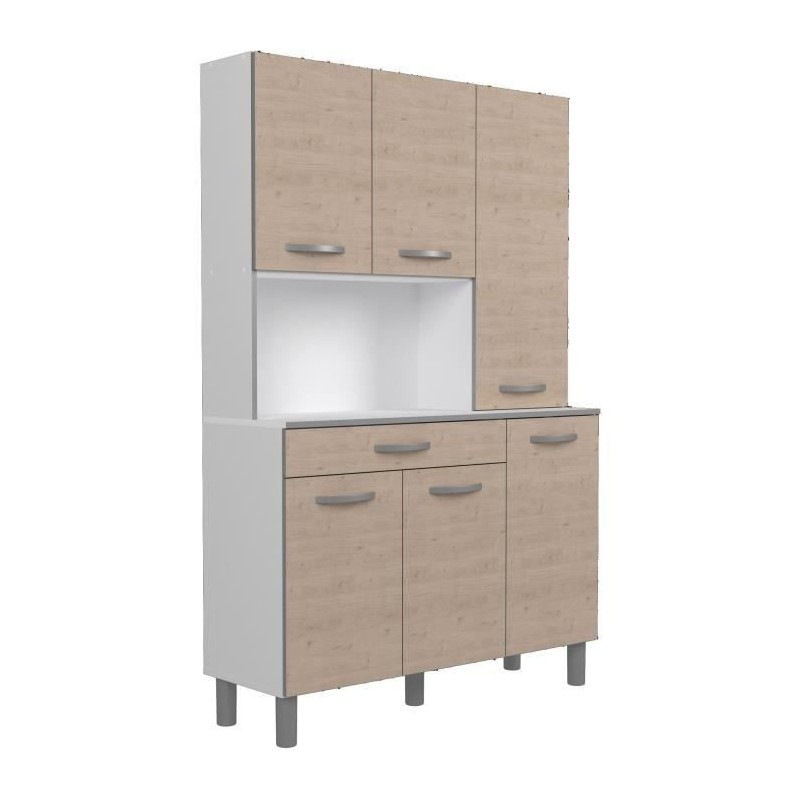 OSLO Buffet de 120 cm - 1 Tiroir et 6 Portes - L 120 x P 40 x H 185 cm - Coloris Chene