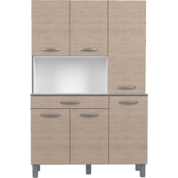 OSLO Buffet de 120 cm - 1 Tiroir et 6 Portes - L 120 x P 40 x H 185 cm - Coloris Chene