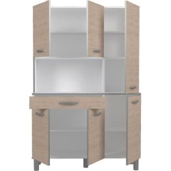 OSLO Buffet de 120 cm - 1 Tiroir et 6 Portes - L 120 x P 40 x H 185 cm - Coloris Chene