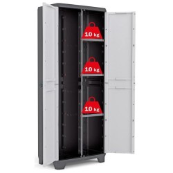 KIS Armoire de rangement utilitaire Linear - 68 x 39 x 173 cm - Noir et gris