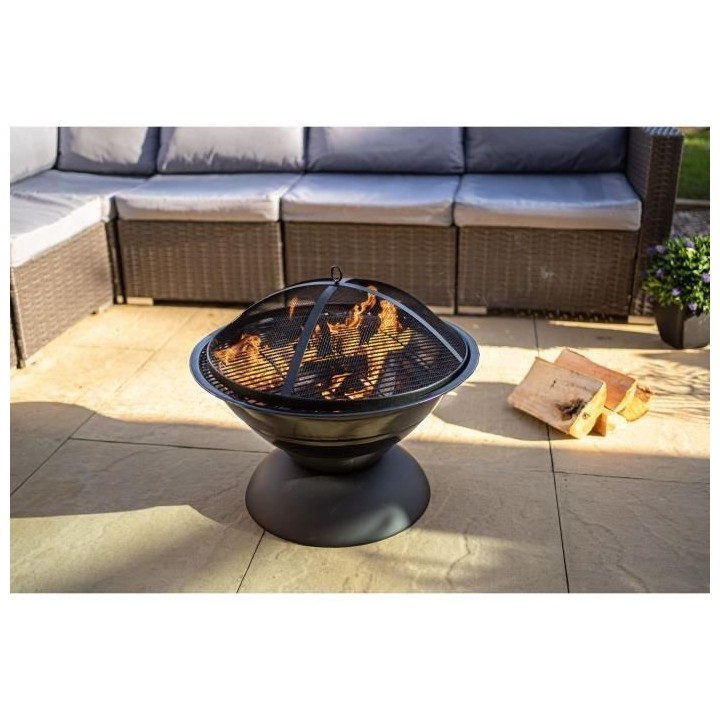 Brasero Lustre Enamalled en acier - Grille amaillée - H52 x L59 x P59