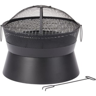 Brasero Leon en acier - Finition noire - Grille chromée - H42 x L51 x