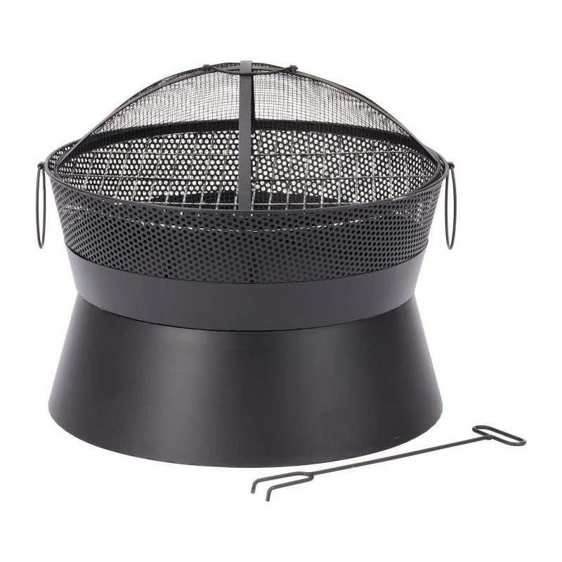 Brasero Leon en acier - Finition noire - Grille chromée - H42 x L51 x P51 cm