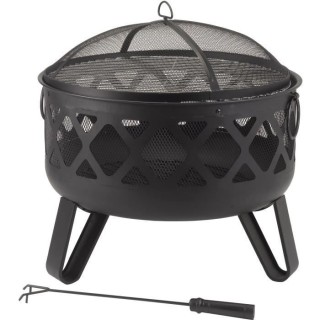 Brasero Dana Deepbowl en acier - 3 pieds - Grille chromée - H58 x L61