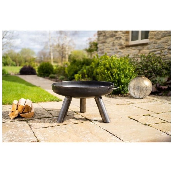 Brasero Caldera en acier - 3 pieds - Finition huile brossé - H30 x L5