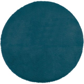 Tapis doux effet fourrure - Bleu canard - D 80 cm