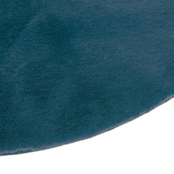 Tapis doux effet fourrure - Bleu canard - D 80 cm