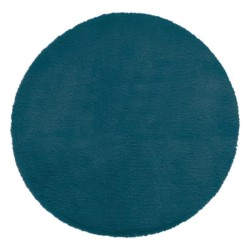 Tapis doux effet fourrure - Bleu canard - D 80 cm