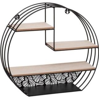 Etagere murale ronde en bois et métal - 39 x 10,9 x H 36 cm - Noir