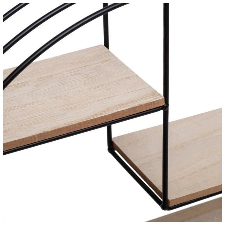 Etagere murale ronde en bois et métal - 39 x 10,9 x H 36 cm - Noir